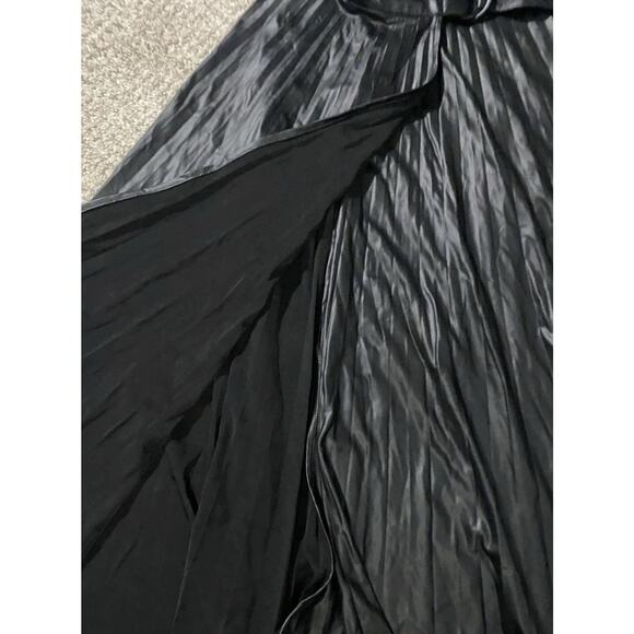 Zara Black Faux Leather Midi Skirt Belt Pleated Maxi Women XS Blogger Fave Wrap - Picture 9 of 11